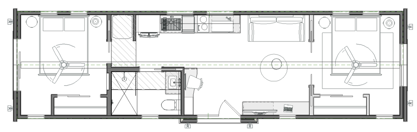 The Rim floor plan — 2 Bedrooms, Bath, Kitchen, Living/Entry